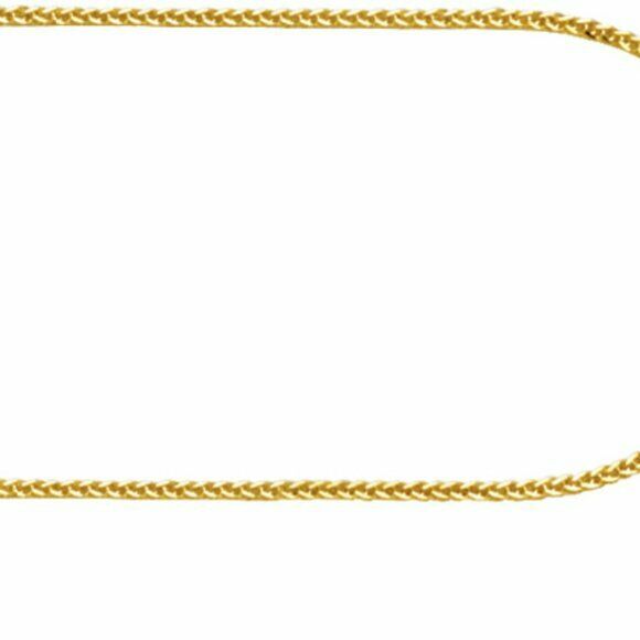 14k Solid Gold 0.9 mm Square Wheat Chain Necklace -Adjustable to 22" Real Yellow