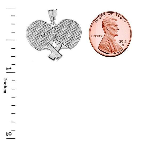925 Sterling Silver Ping Pong Rackets Pendant Necklace