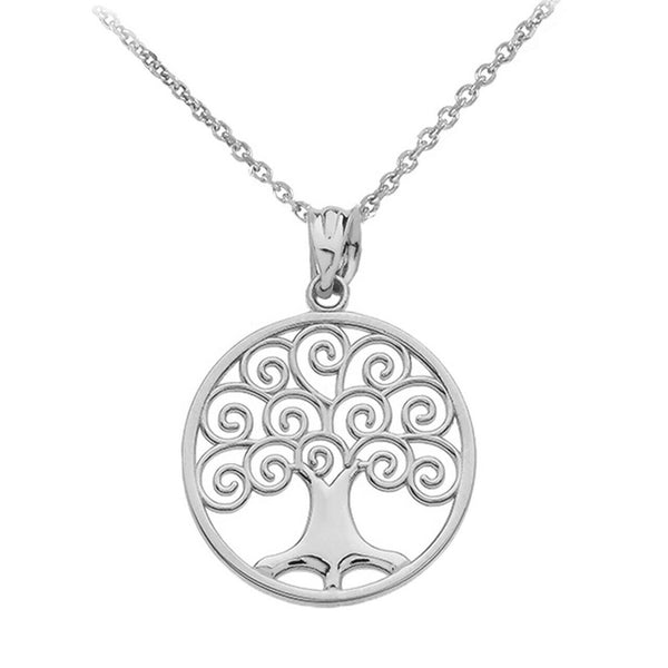925 Sterling Silver Tree of Life Openwork Pendant Necklace 16" 18" 20" 22"