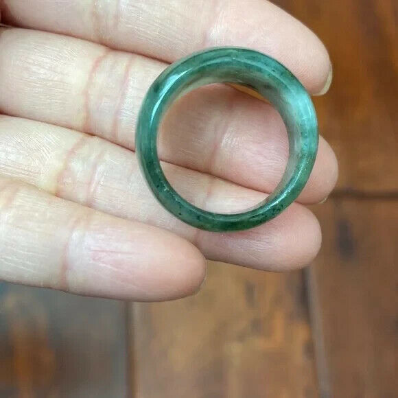 Green Natual Jade Band Ring Big Size 11 - Unisex Width 8-14mm