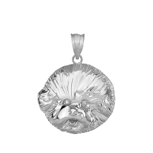 925 Sterling Silver Bichon Frise Dog Head Pendant Charm Necklace