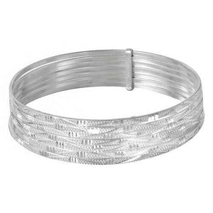 Sterling Silver High Polished Diamond Cut Semanario Bangle Bracelet 60 65 mm-139