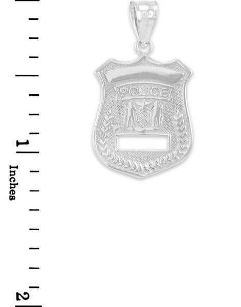 925 Sterling Silver Police Badge Charm Pendant Necklace