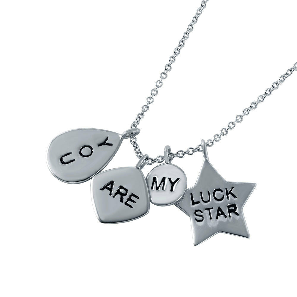 NEW Sterling Silver 925 "You Are My Lucky Star' Charm Pendant Necklace