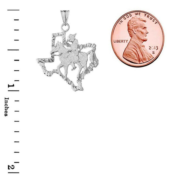 925 Sterling Silver Texas State Cowboy Pendant Necklace