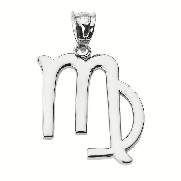 925 Sterling Silver Virgo September Zodiac Sign Pendant Necklace Made in US