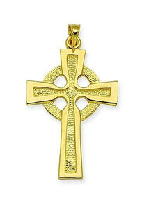 14k Solid Real Yellow Gold Irish Celtic Cross Pendant Necklace 16" 18" 20" 24"