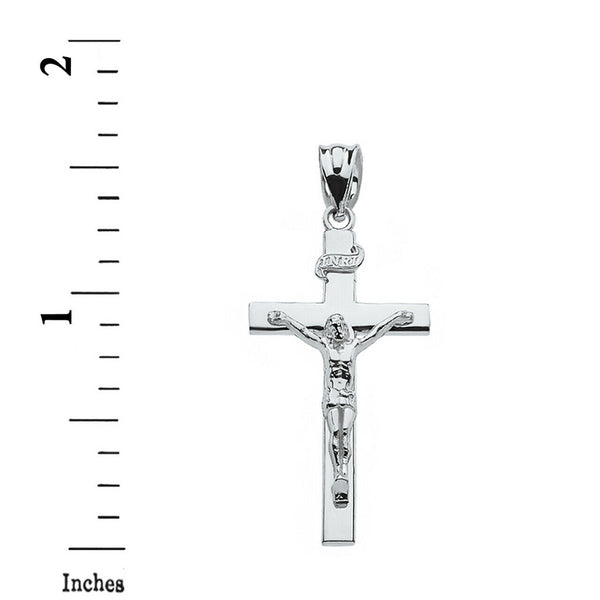 925 Sterling Silver Jesus Crucifix Cross Pendant Necklace Made in US 1.6"