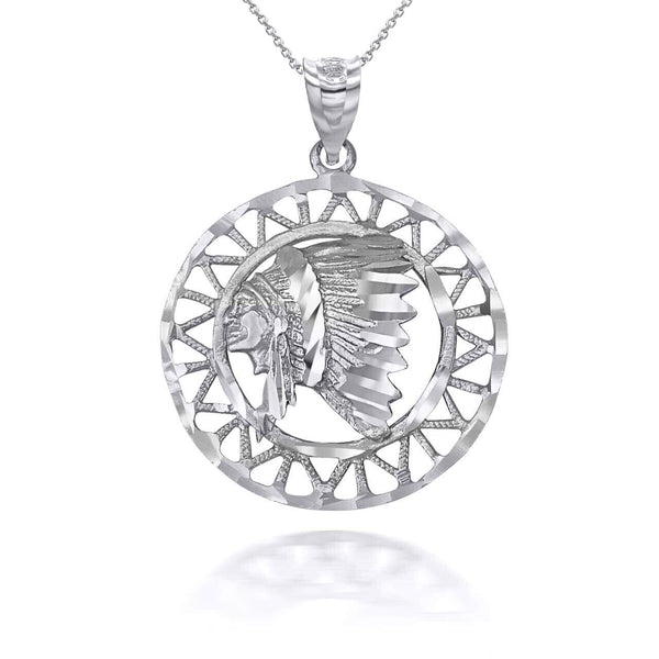 10K Solid Gold Apache Openwork Pendant Necklace - Yellow, Rose, or White