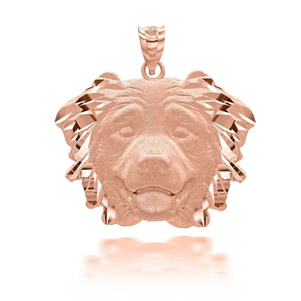 10K Solid Gold Dog Australian Shepherd Pendant Necklace  - Yellow, Rose, White