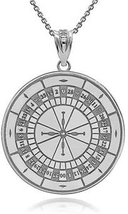 Personalized Name Silver Casino Gambling Roulette Wheel Pendant Necklace