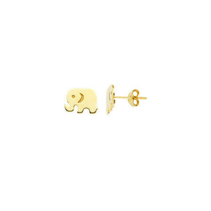 14K Solid Yellow Gold Mini Elephant Stud Earrings - Minimalist