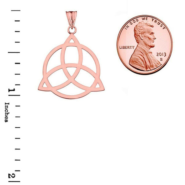 14k Solid Gold Trinity Knot Circle of Life Silhouette Pendant Necklace