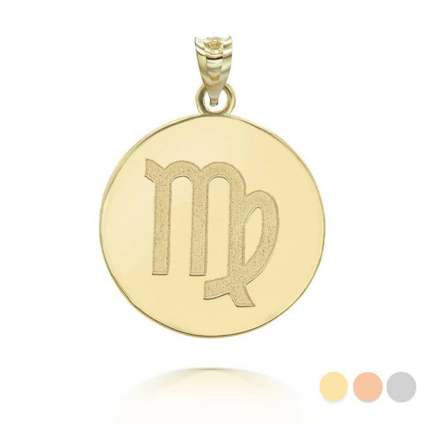 Personalized Name 10k 14k Solid Gold Zodiac Sign Virgo Pendant Necklace