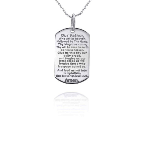 Personalized Name Sterling Silver Reversible Lord's Prayer Pendant Necklace
