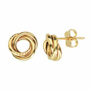14k Solid Yellow Gold Loveknot Love Knot Stud Earrings 10 Mm