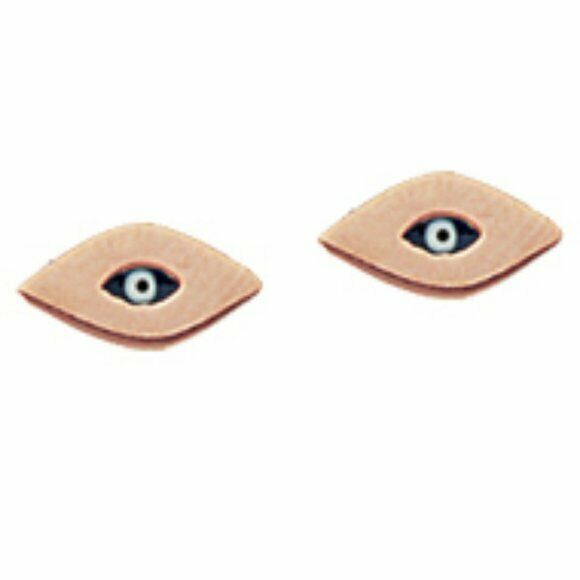 14K Solid Gold Mini Evil Eye Stud Earrings (Yellow, White, Rose Gold-Minimalist