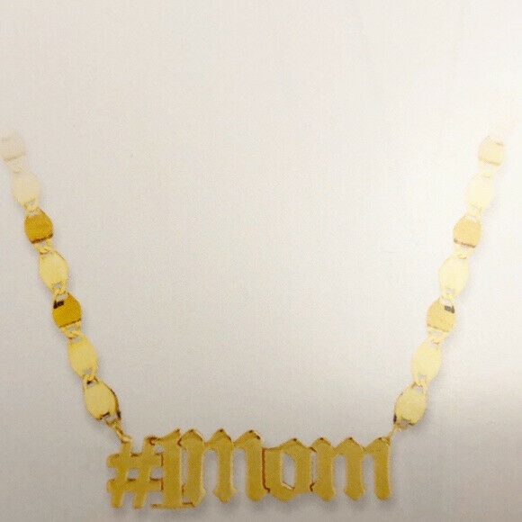 14K Solid Gold Hashtag #1 Mom Chain Necklace - Mother Day Gift