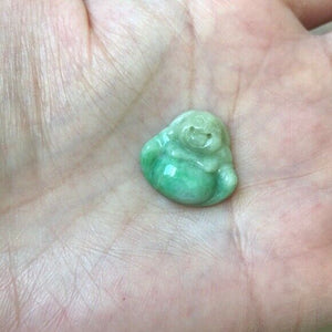 Small Happy Laughing Buddha Natural Real Green Jade (Pendant)
