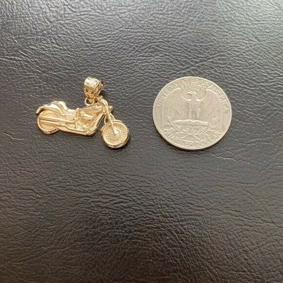 14k Yellow Gold Motorcycle Chopper Custom Harley Bike Davidson Pendant
