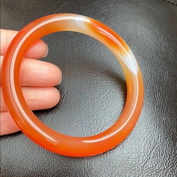 Orange Yellow Red Natural Agate Bangle Inner Diameter 61 mm - Round Shape MN14