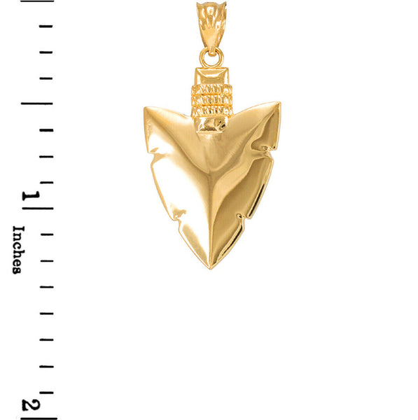 10k Yellow Gold Arrowhead Pendant Necklace Native Protection, Strength, Courage