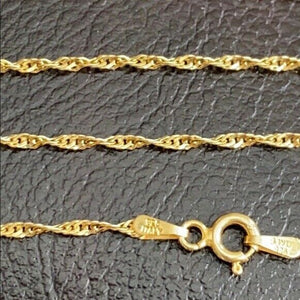 14k Gold Plated Sterling Silver Italian Italy TWISTED SINGAPORE Chain 1.5 mm
