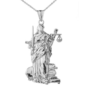 .925 Sterling Silver Designer Lady Justice Pendant Necklace 16", 18", 20"', 22"