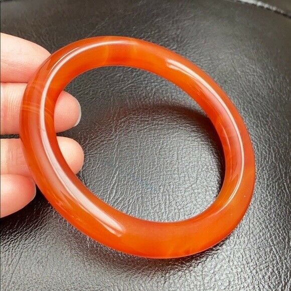 Orange Red White Agate Bangle Inner Diameter 56 mm - Round Shape MN10