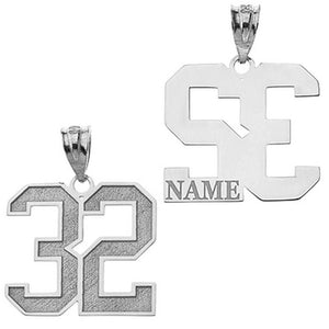 Personalized Silver Jersey Lucky Number and Name Pendant Necklace