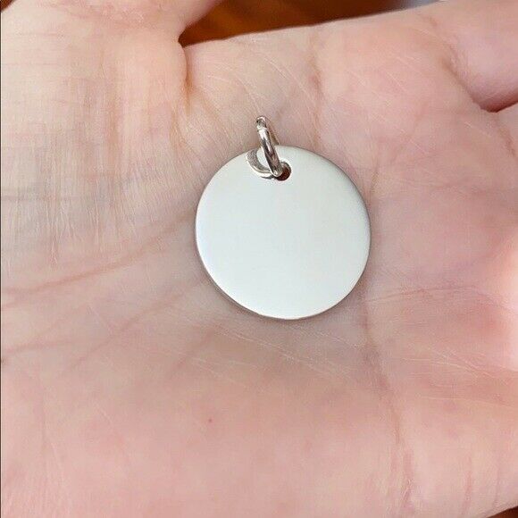 925 Sterling Real Fine Silver Plain Engravable Disc Disk Pendant 23 mm