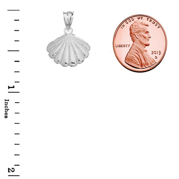 925 Sterling Silver Seashell Cockle Sea Shell Charm Pendant Necklace