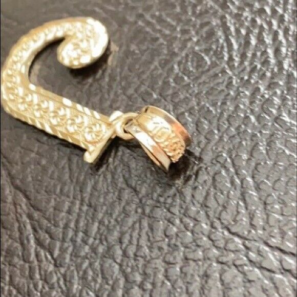 10k Solid Yellow Gold Initial Letter J Pendant Necklace - Diamond Cut