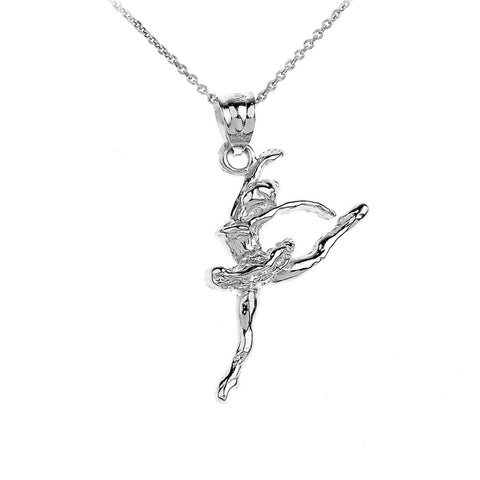 925 Sterling Silver Ballet Dancer Charm Pendant Necklace Made in USA