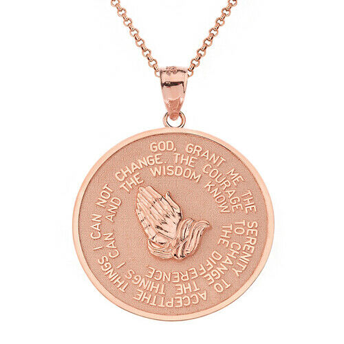 10k Solid Gold Serenity & The Lord's Prayer Protection Small Pendant Necklace
