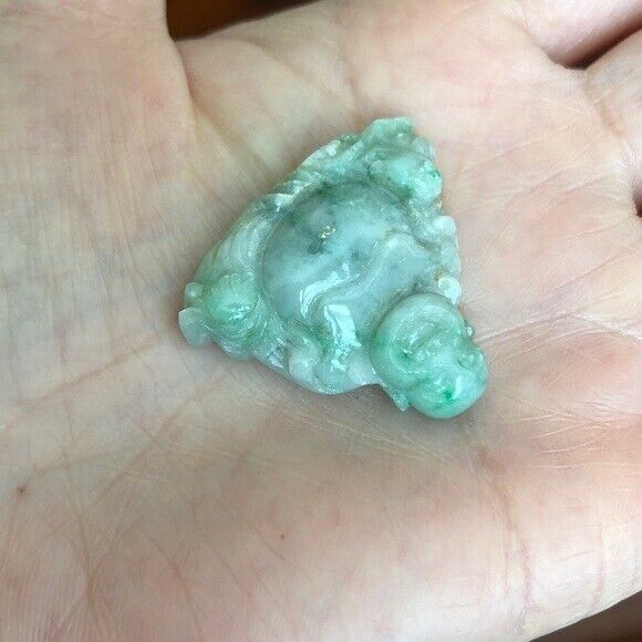 Happy Laughing Buddha Natural Real Green Jade (Pendant)