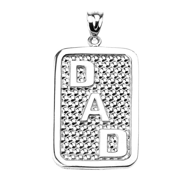 925 Sterling Silver "DAD" Engravable Rectangle Pendant Necklace - Father's Day