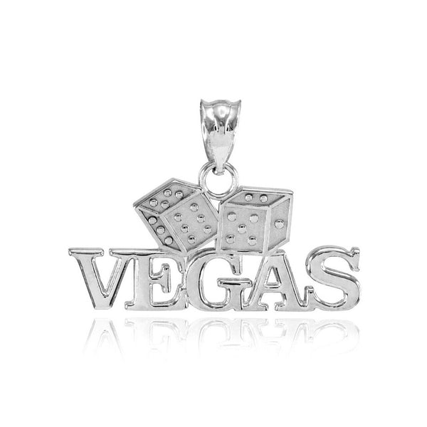 Fine 925 Sterling Silver VEGAS Dice Pendant Necklace Lucky Charm Made in USA