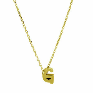 .925 Sterling Silver Gold Plated Small Initial letter G Necklace