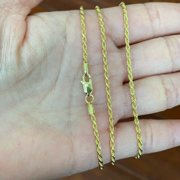 14k Yellow Gold Plated Over Sterling Silver Italian Italy Rope necklace 2.0 mm