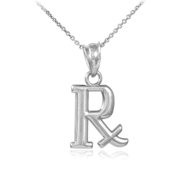 925 Silver Sterling Rx Prescription Symbol Pharmacy Charm Pendant Necklace