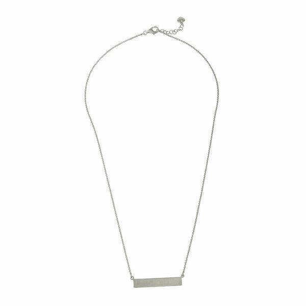 Sterling Silver White Gold Plated Horizontal Bar Geometric Necklace Minimalist