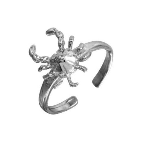 Fine 925 Sterling Silver Crab Oxidized Adjustable Toe Ring / Finger Thumb Ring