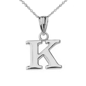 925 Sterling Silver Mini Small Initial Letter K Pendant Necklace 16" 18" 20" 22"