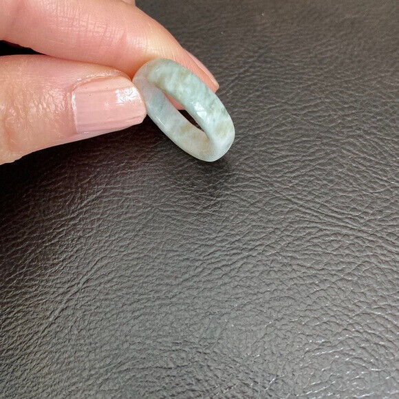 Flat Natual Jade Band Ring Size 4.5 - Unisex Width 5mm