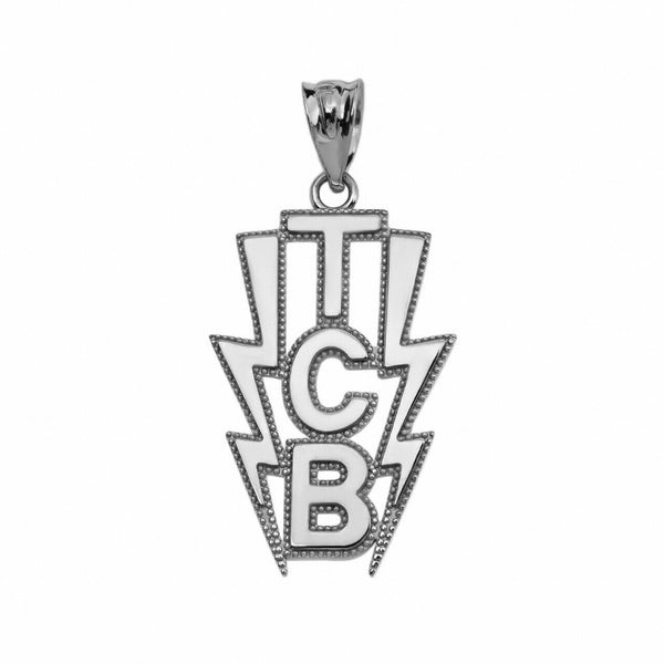 .925 Sterling Silver Taking Care of Business In A Flash (TCB) Pendant Necklace