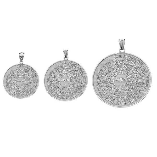 925 Silver The Lord’s Prayer Medallion Pendant Necklace (Small/Medium/Large)