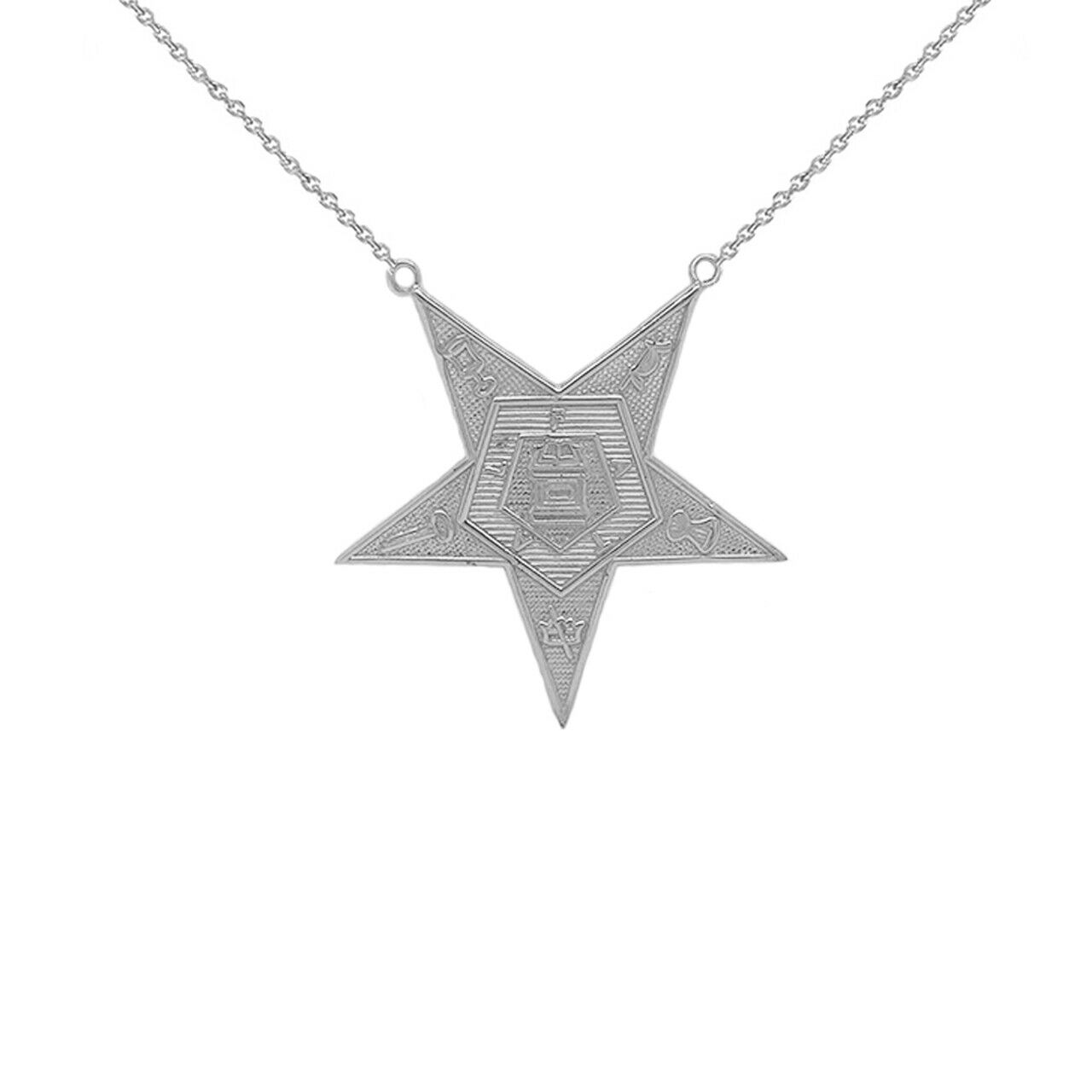 925 Sterling Silver Order of the Eastern Star (OES) Masonic Pendant Necklace
