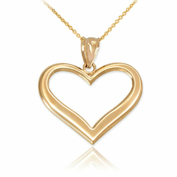 14k Yellow Gold Polished Open Heart Pendant Necklace 16", 18", 20", 22"