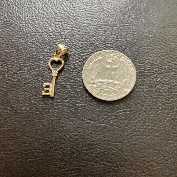 14k Real White Gold Open Love Heart Key Letter E Pendant Necklace Valentine's